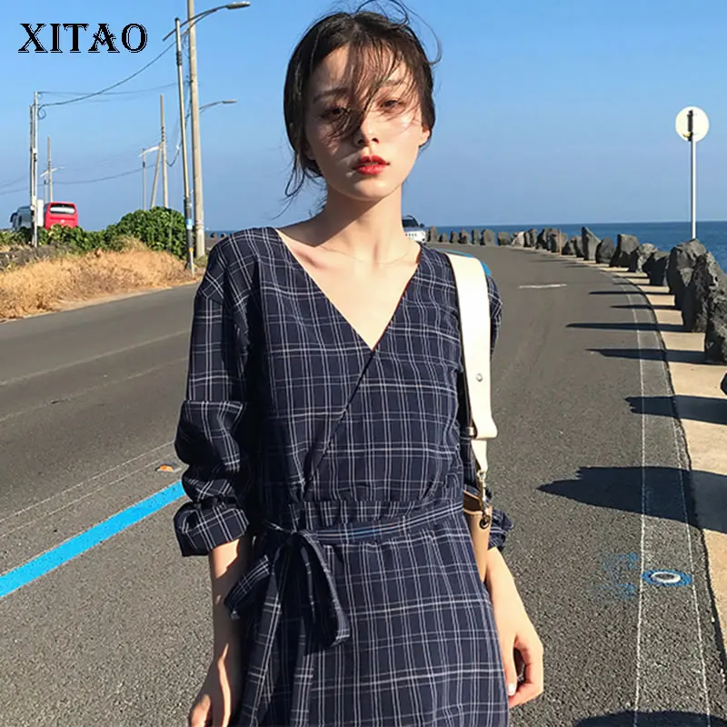 [XITAO] Корейский модный новый женский 2019 весна лето v-образный вырез три четверти