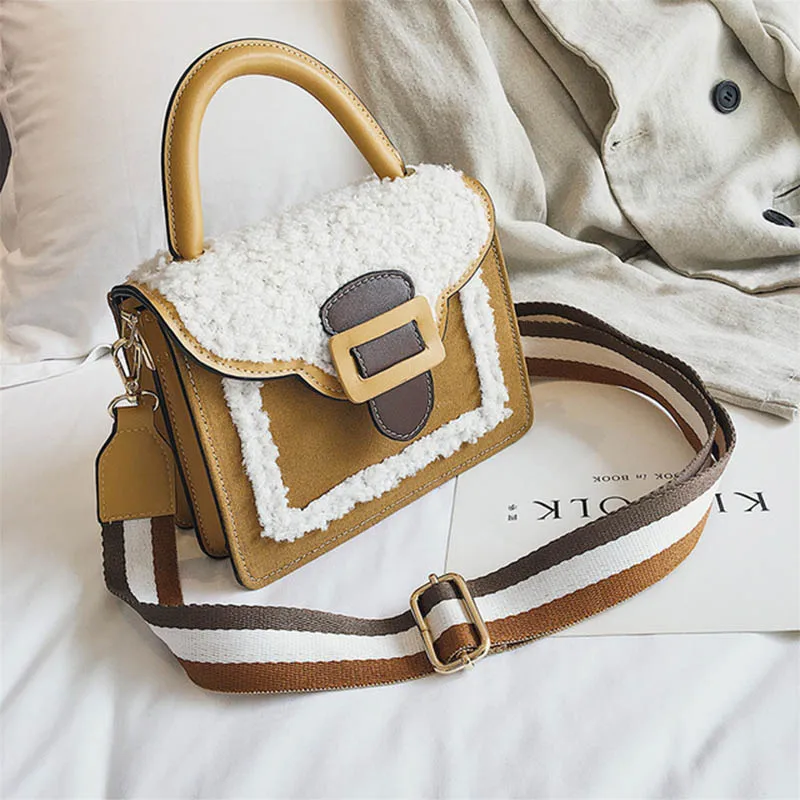 Moeluohouse Полосатый ремень для женщин девушка плеча Crossbody сумка строка плюшевые