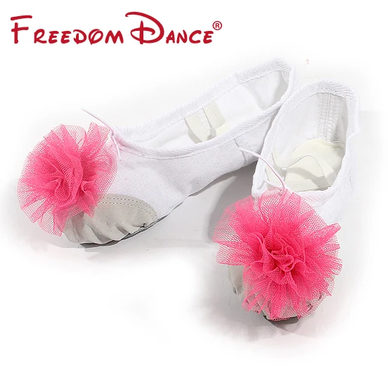 

Flowers Decorated Canvas Split Soles Women's Ballet Slippers Soft Sole Girls Ballet Dance Shoes Kids Fitness Shoes Free Shipping