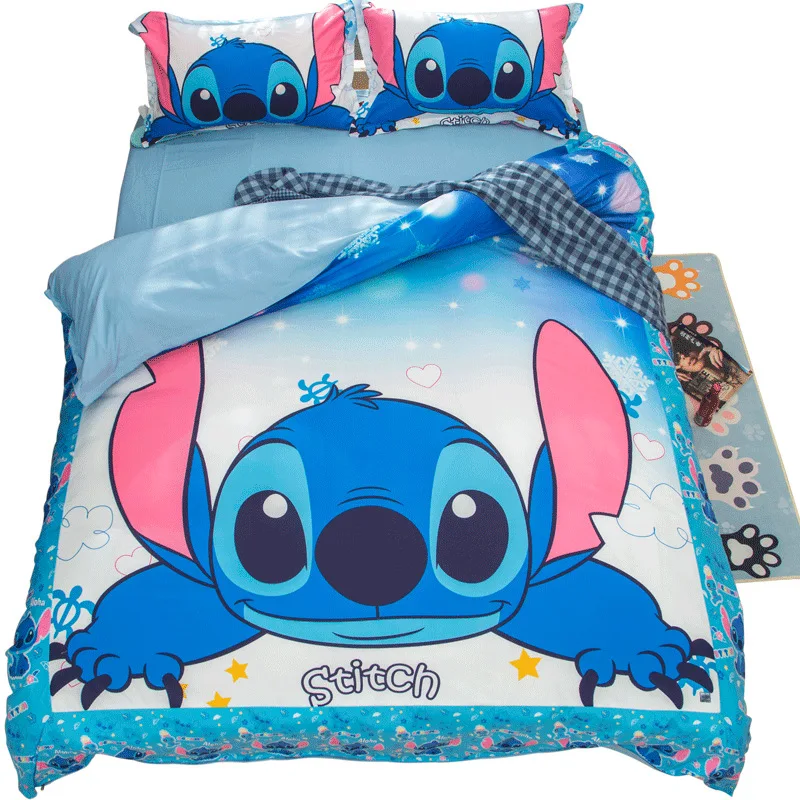 Набор постельного белья Disney Stitch с мультяшным рисунком бархатное Коралловое