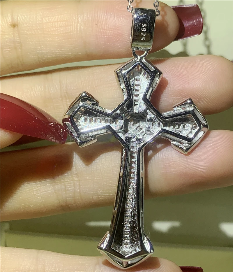 Роскошная подвеска с большим крестом AAAAA 4 стиля вечерние подвески из серебра 925