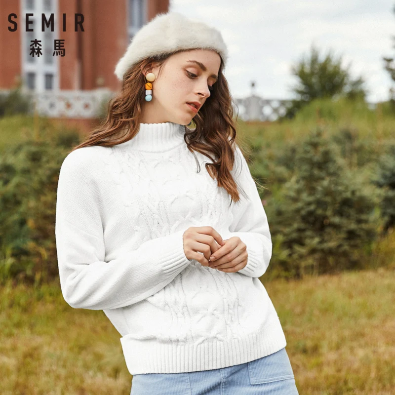 Женский трикотажный свитер-водолазка SEMIR свитер с заниженными плечами и