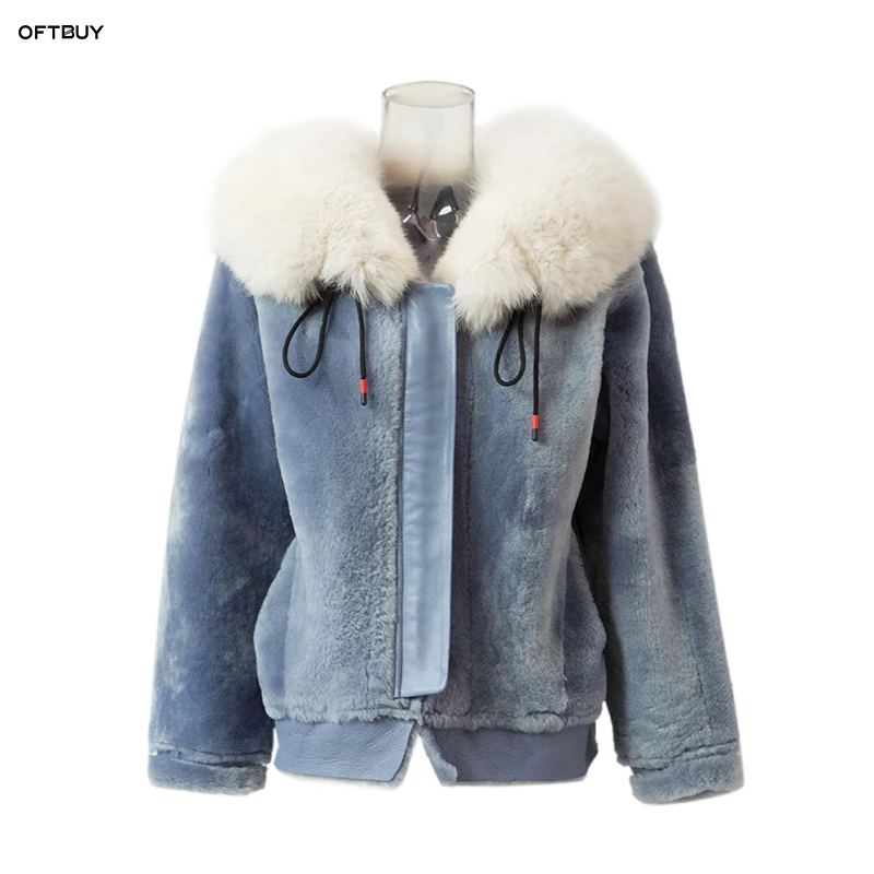 OFTBUY новинка 2019 пальто из натурального меха женская зимняя куртка парка