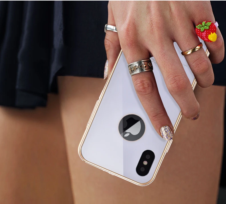 iMatch чехол для iPhone X Coque Роскошный Алюминиевый металлический бампер+ 9H Твердость Закаленное стекло задняя крышка для iPhone X чехол