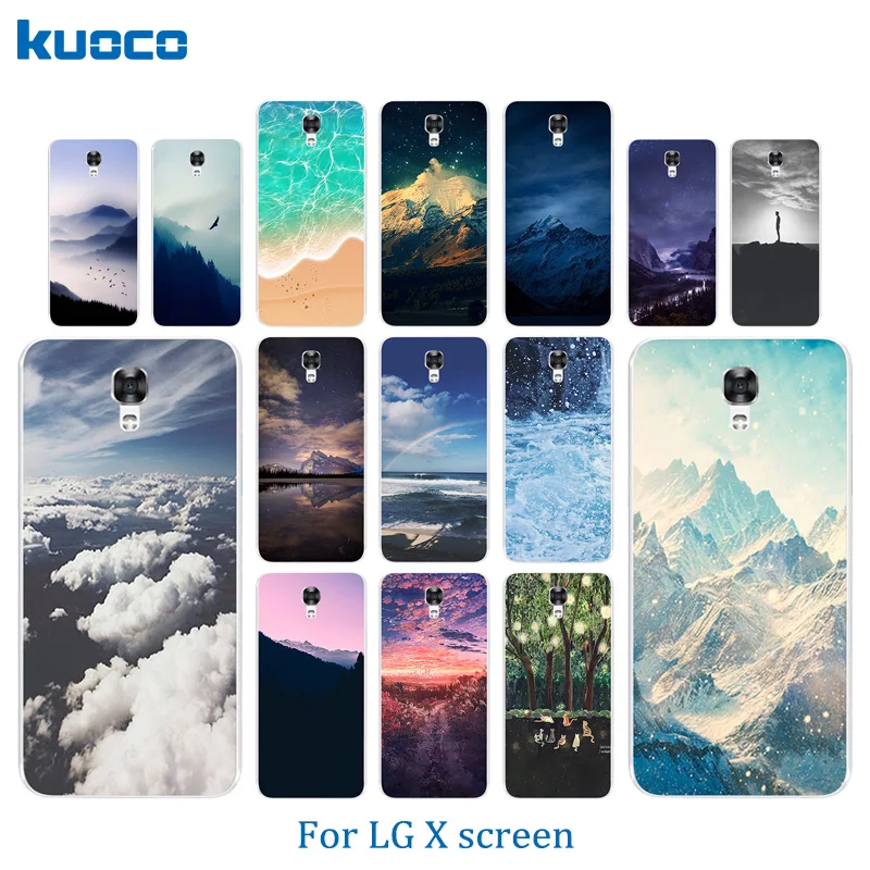 Soft TPU Phone Cases For LG X Screen / View K500N K500DS Landscape Pattern Silicone Back Cover Shell |