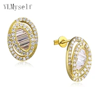 oval design earrings aretes pendientes jewelry women accesorios mujer fashion cubic zirconia crystal earring