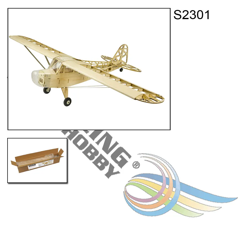 S2301 Новинка Piper J3 Cub 1200 мм размах крыльев самолетик из пробкового дерева модели RC строительные игрушки деревянная модель/деревянный самолет - Цвет: S2301