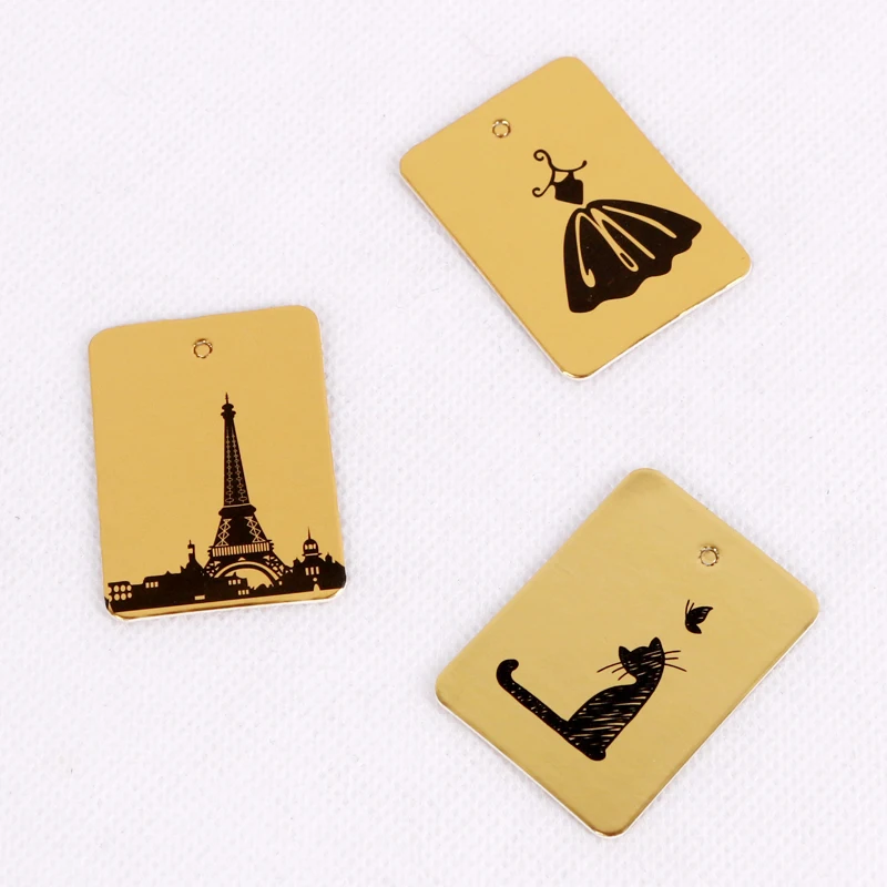 

50pcs/lot Gold Paper Jewelry Bags Clothes Gift Price Tags 3x4cm Plain Paper Cards Hanging Box Flowers Display Tags Cute Labels