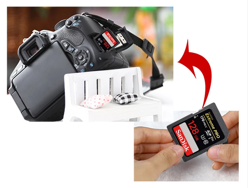 Двойной Флеш-накопитель SanDisk Extreme Pro SD Card 64 Гб 128 256 U3 V30 SDXC UHS-I Class10 слот для карт памяти 4K видео 170 МБ/с. для цифровой Камера/DV SLR