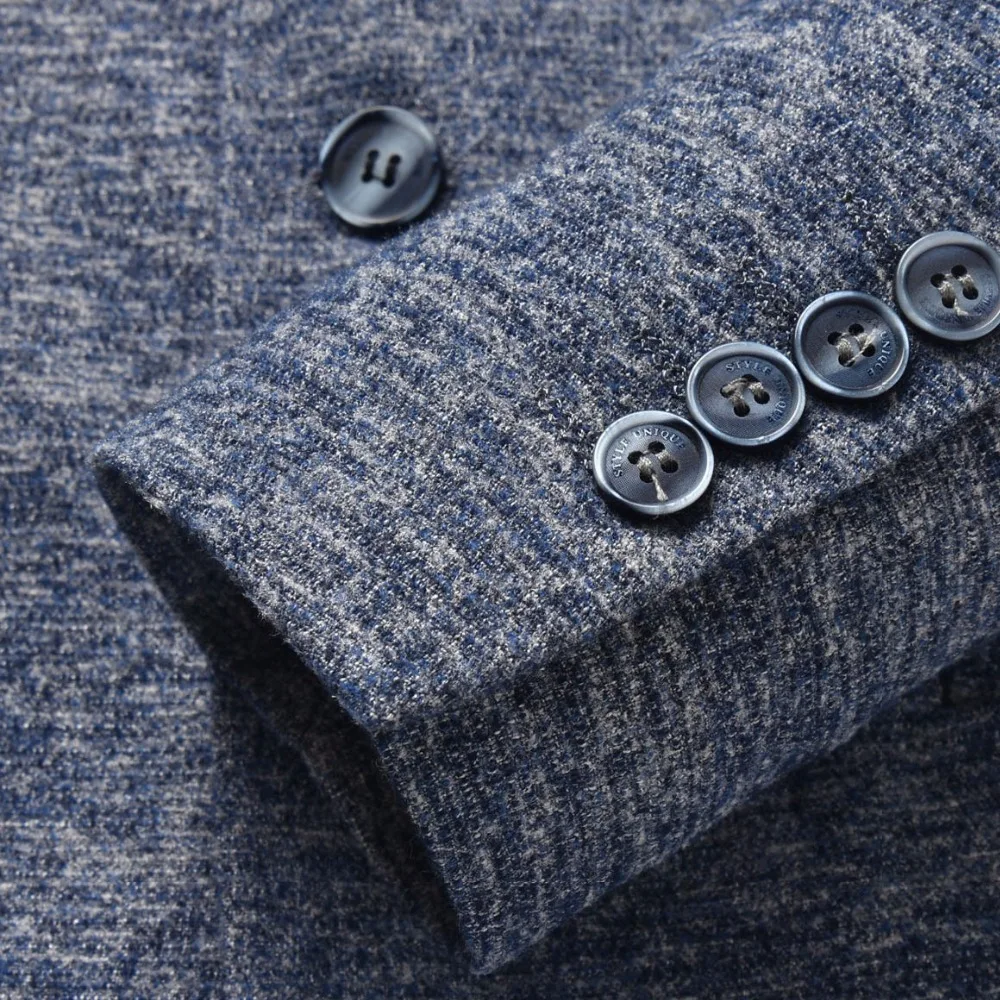 Мужской блейзер с воротником стойкой деловой Повседневный однотонный