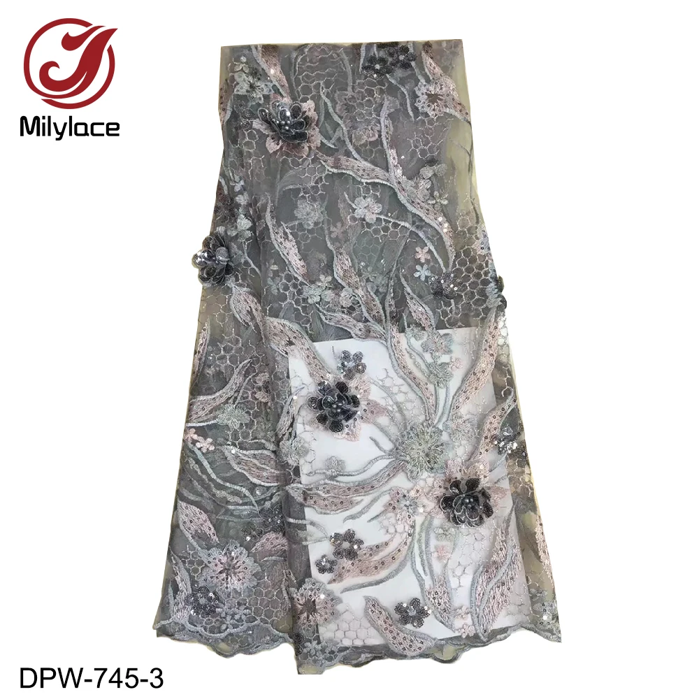Роскошная кружевная ткань с 3d вышивкой и бисером 5 ярдов блесток французская