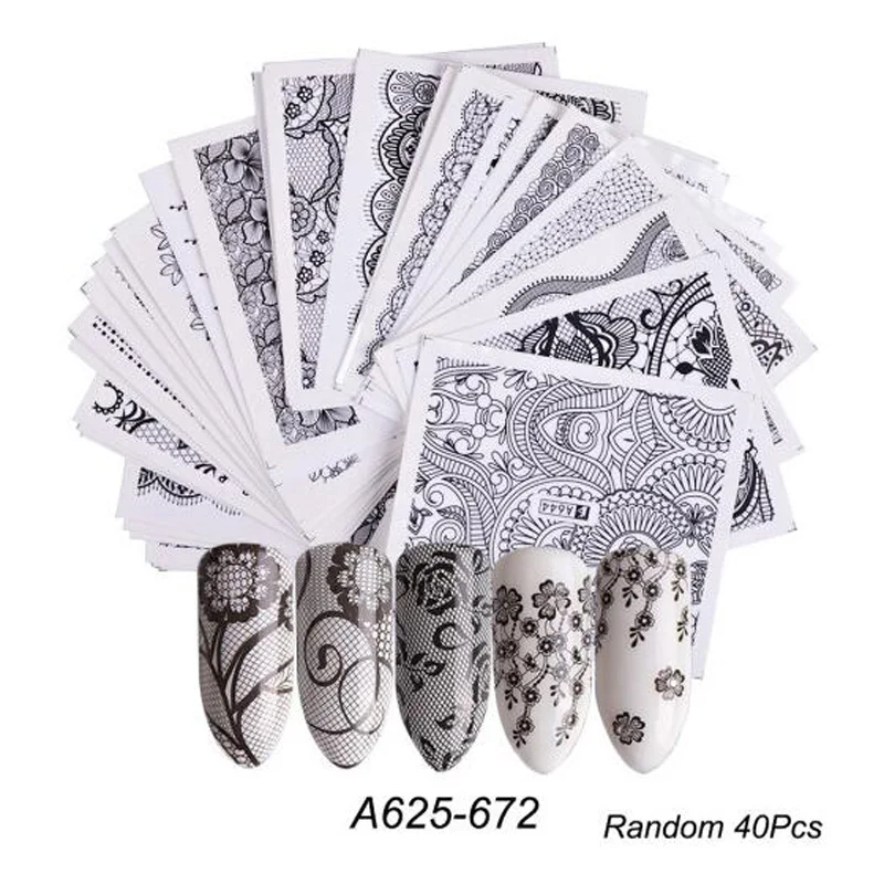 Addfavor 40 шт. фруктовый дизайн ногтей стикер кружева Nacklace цветок наклейки s наклейки Советы Клей фольга Французский маникюр украшения для ногтей комплект