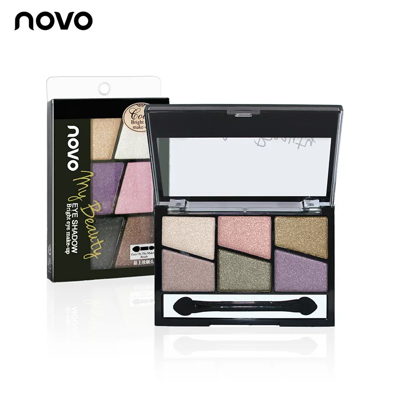 Novo Cosmetics, брендовая матовая Палетка с дымчатыми оттенками, блестящая, 6 цветов, тени для век, профессиональный макияж