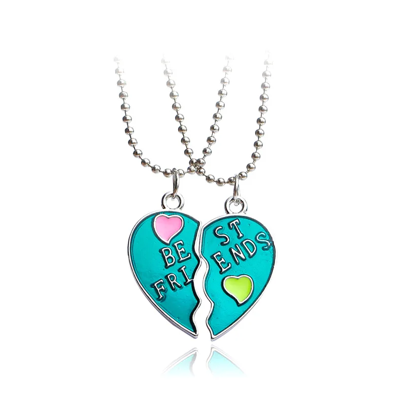 A Set New Good Friends Love English Pendant Necklace Fashion Two half heart Alloy Flap Best Series Choker Wholesale | Украшения и