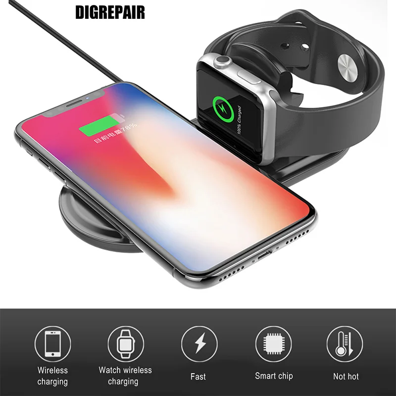 Беспроводное зарядное устройство QI 10 Вт для iPhone XS MAX XR X 8 Samsung S9 S8 2-в-1 быстрая
