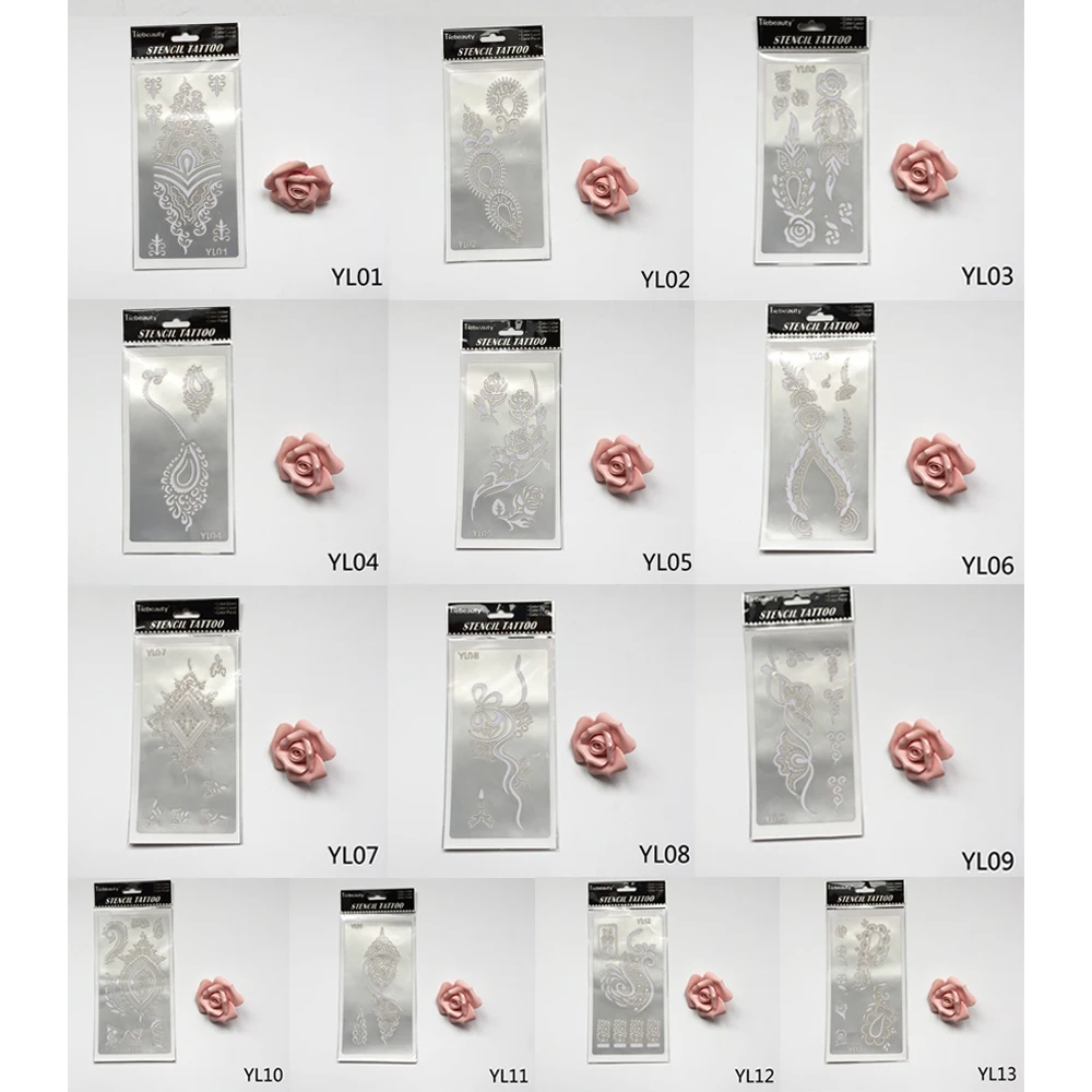 1 Лист Профессиональный цветочный тату-Шаблон Хна для боди Арта тату-трафарет YL03