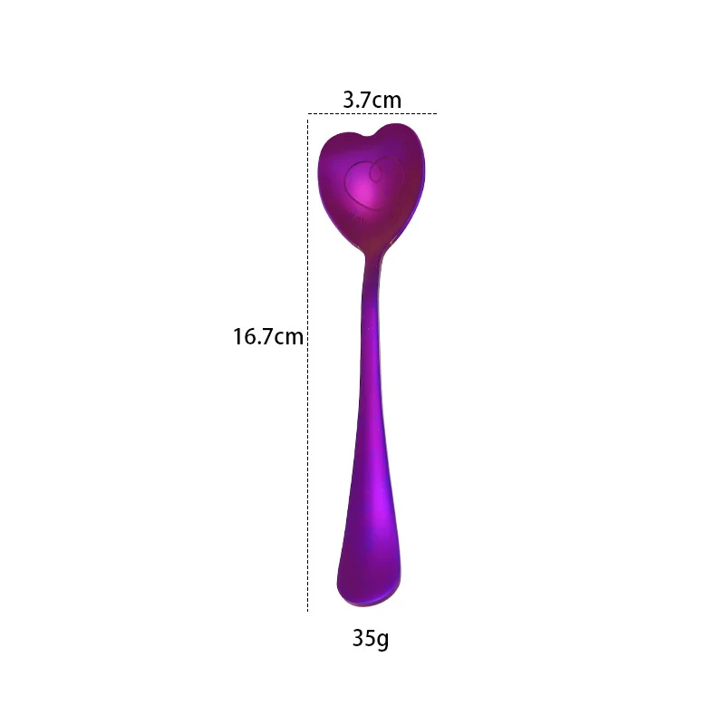Purple Пищевая ложка для чая из нержавеющей стали, кофейная ложка для пары, цветная ложка для супа, кухонная посуда, аксессуары для кофейных чашек - Цвет: Purple