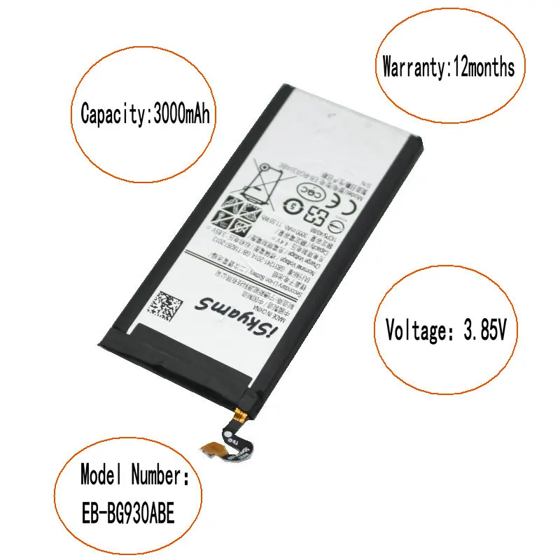 1x 3000mAh EB-BG930ABE Replacement Li-Polymer Battery For Samsung Galaxy S7 SM-G930 G930V G930A G930T G930P G930F Batterij | Мобильные