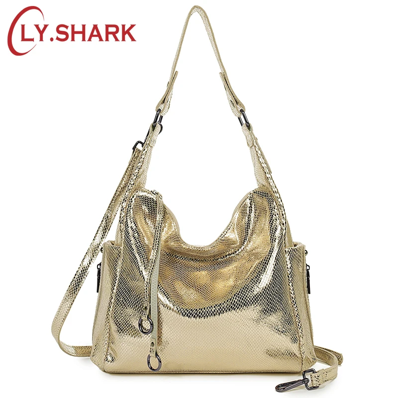 LY. SHARK женские сумки из натуральной кожи, сумка-мессенджер, женская сумка через плечо, женская сумка на плечо, женская сумка-тоут, Золотая