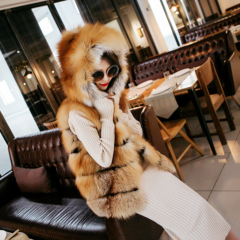 Лучшая Толстая Женская Шуба из натурального Лисьего меха женская шуба куртка с