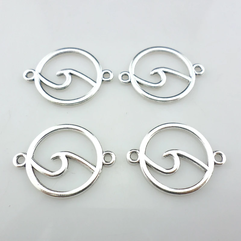 

24pcs Tibetan Silver Ocean Wave Connectors Charms Pendants 20x26mm DIY Bracelet Necklace Making