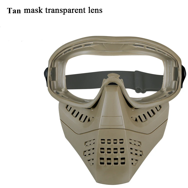 tan mask transpare Тактическая Военная маска для пейнтбола на открытом воздухе защитный полный уход за кожей лица маска Объектив CS игры камуфляжная, с расцветкой Мультикам съемки маски - Цвет: tan mask transpare