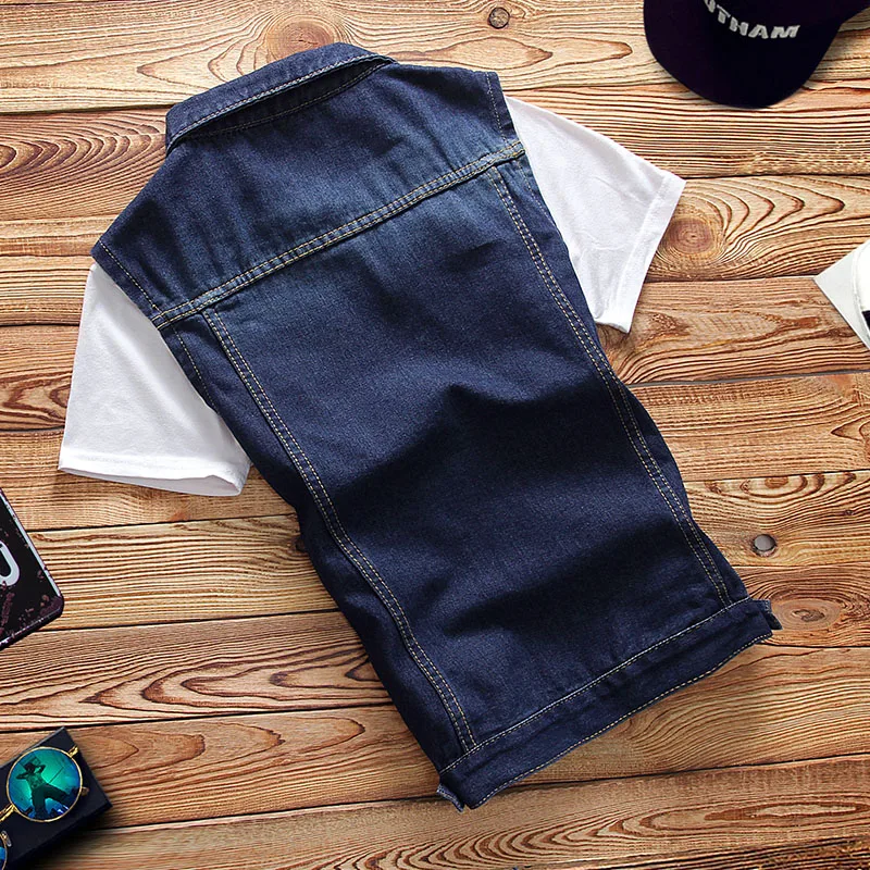 Джинсовый жилет мужская летняя новая джинсовая куртка пальто большой размер S XXXL