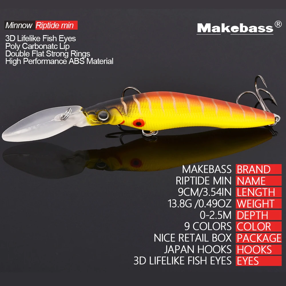 Makebass 3.54in/0 49 oz рыболовные приманки искусственная приманка гольян воблеры жесткая