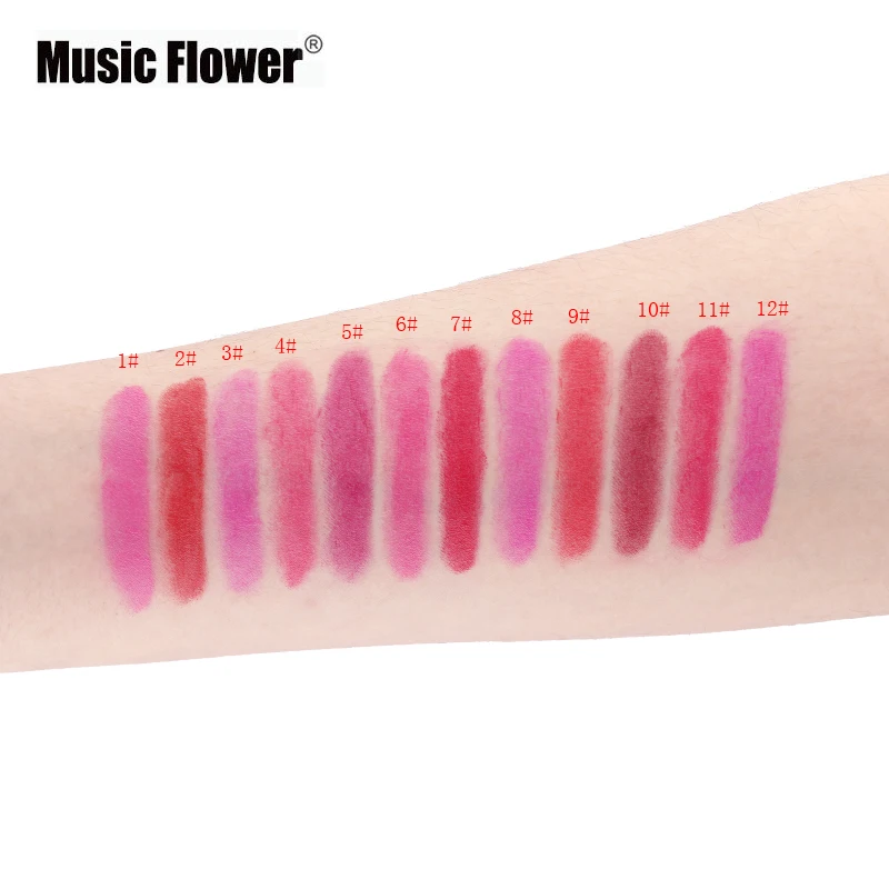 Music Flower 2 In1 губная помада+ подводка для губ, 12 Цвет, набор для макияжа, бархатный матовый блеск для губ палка Краски пигмент телесного цвета Водонепроницаемый брендовая косметика