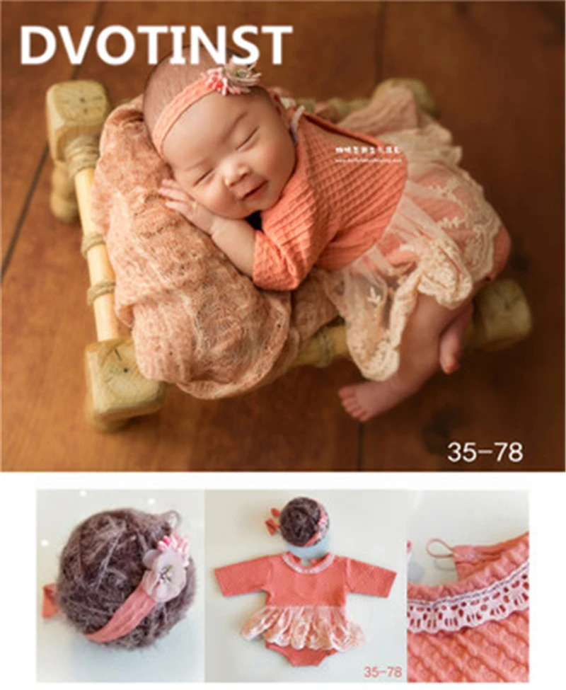 Dvotinst Newborn Baby Photography Clothes Props Fotografia Headwear+Bodysuit 2pcs Set Cosplay Costume Studio Shooting Photo Prop | Детская