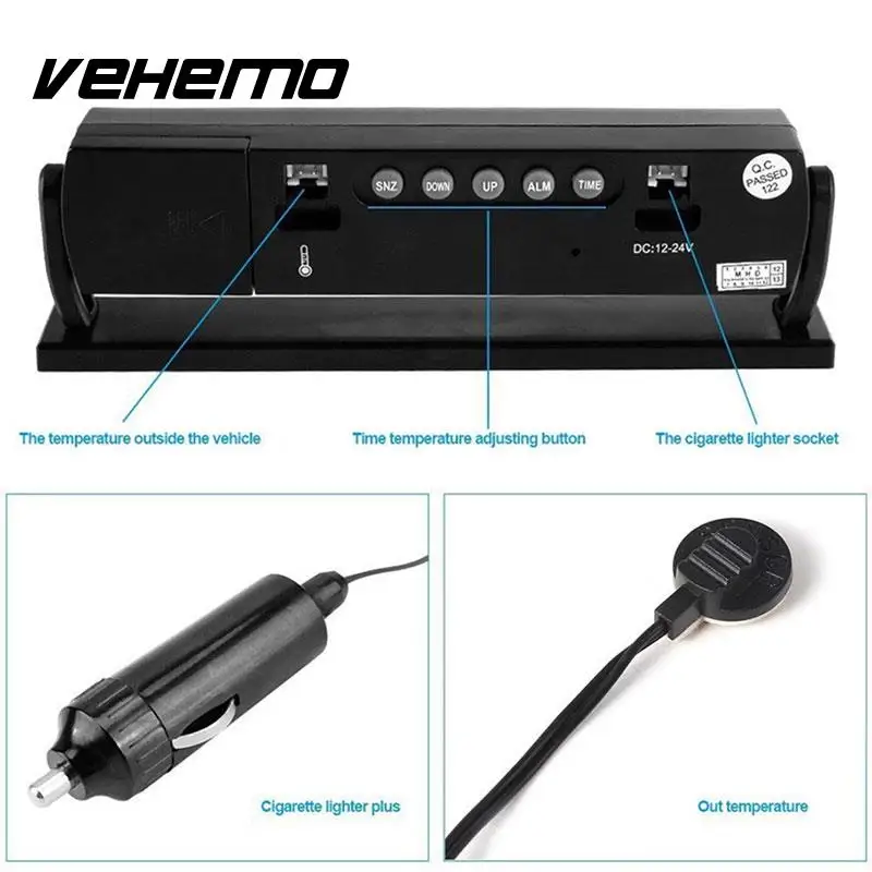 Авто автомобильная термометр Вольтметр Температура Напряжение будильник|Детали