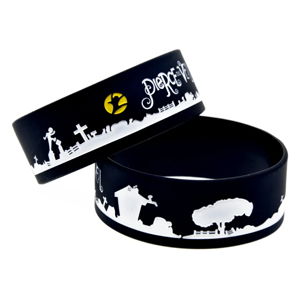1 шт. Pierce The Veil Wristband Силикона один дюйм широкая черная для фанатов музыки|Браслеты