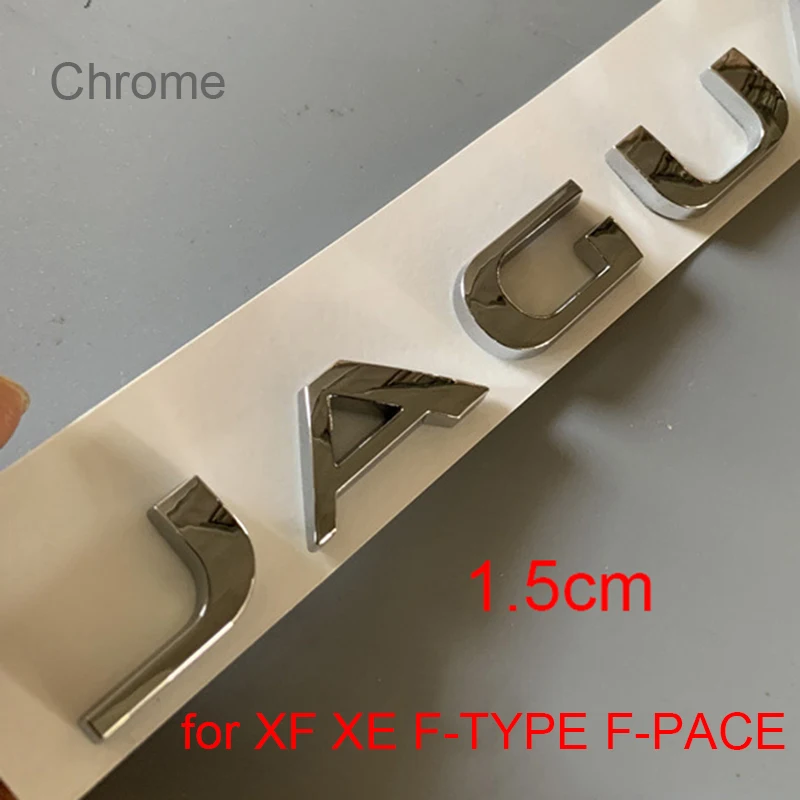 J A G U A R 15mm Эмблема с буквами для значка Jaguar V6 V8 AWD 3,0 5,0 XF XJL крыло багажника разгрузочная емкость логотип для автомобильного стайлинга хром глянцевый черный - Цвет: J A G U A R 15mm
