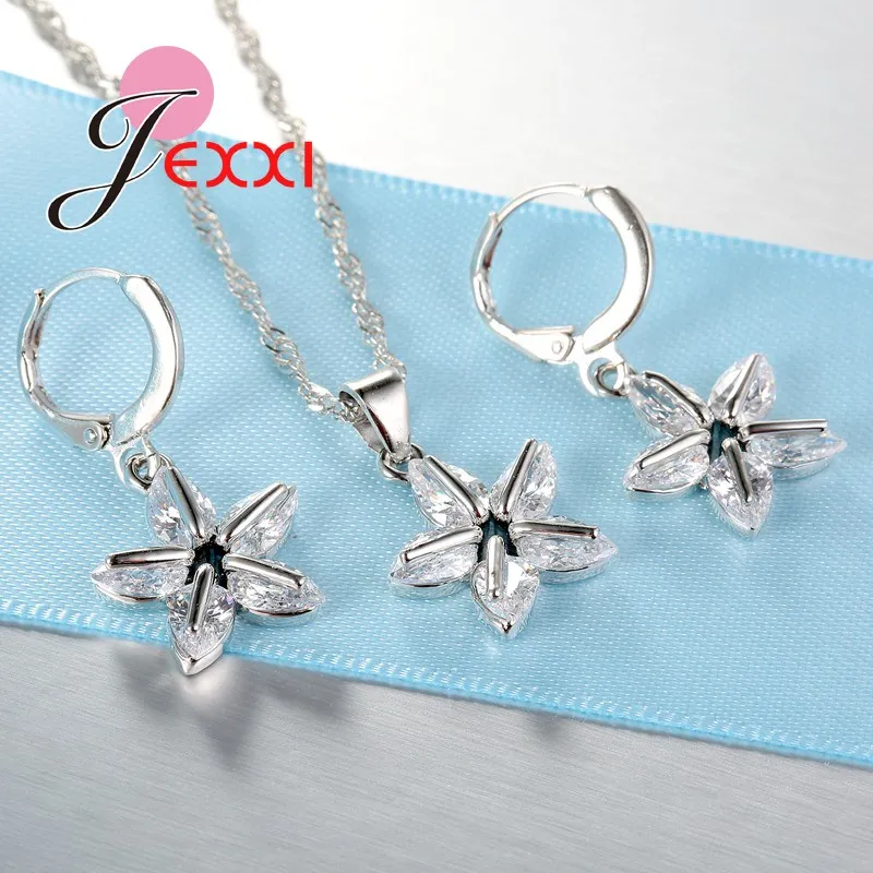 Классический ювелирный набор из кристаллов с пятиконечной звездой для женщин