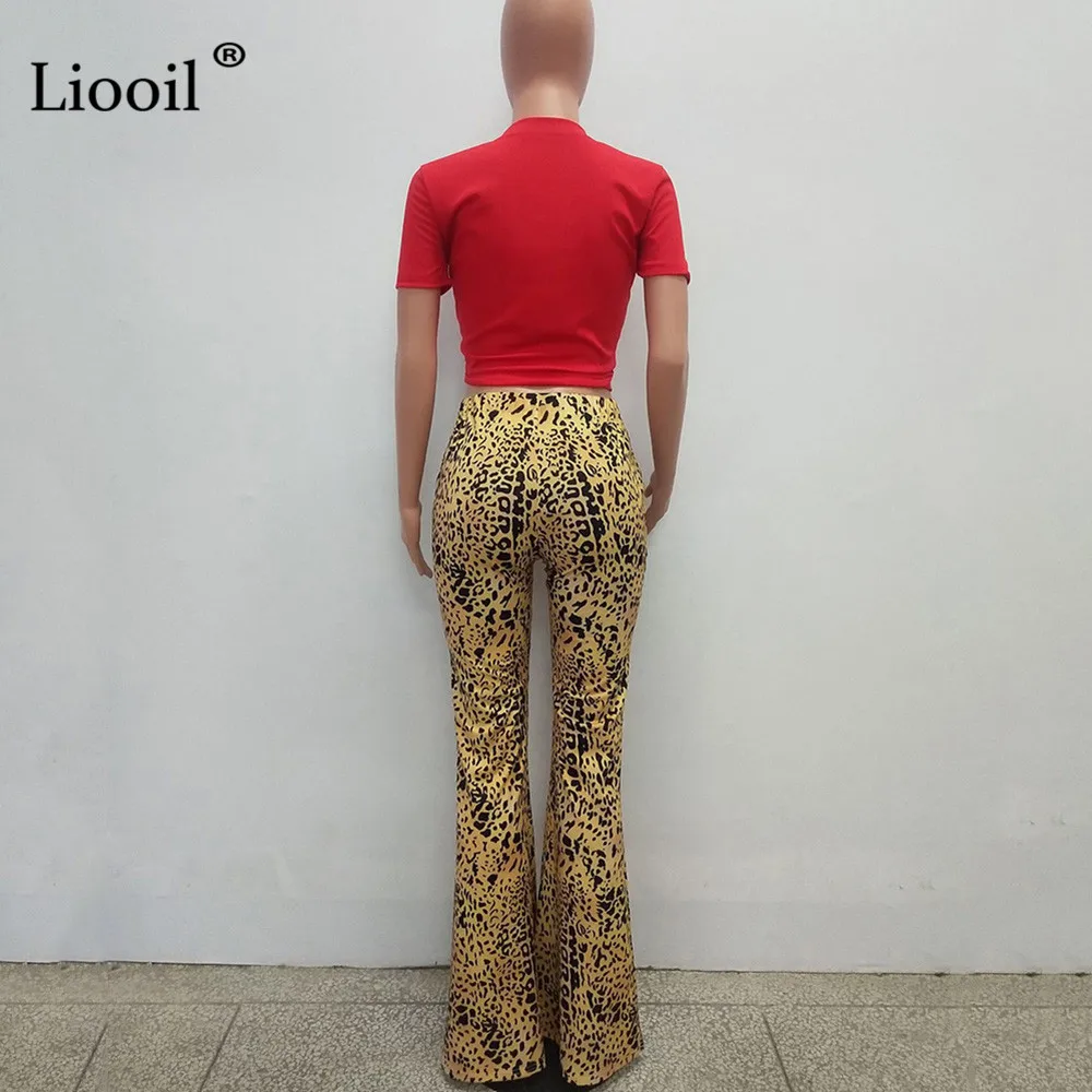 Liooil размера плюс, комплект из 2 предметов, Леопардовый принт, комбинезоны для женщин,, короткий рукав, высокая талия, черные вечерние комбинезоны, женский комбинезон s