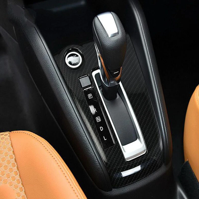 

For Nissan Kicks 2017 1PC Carbon Fiber ABS Chrome Car Gear Shift Knob Panel Frame Cover Trim Cover Trim Car Styling Accessories