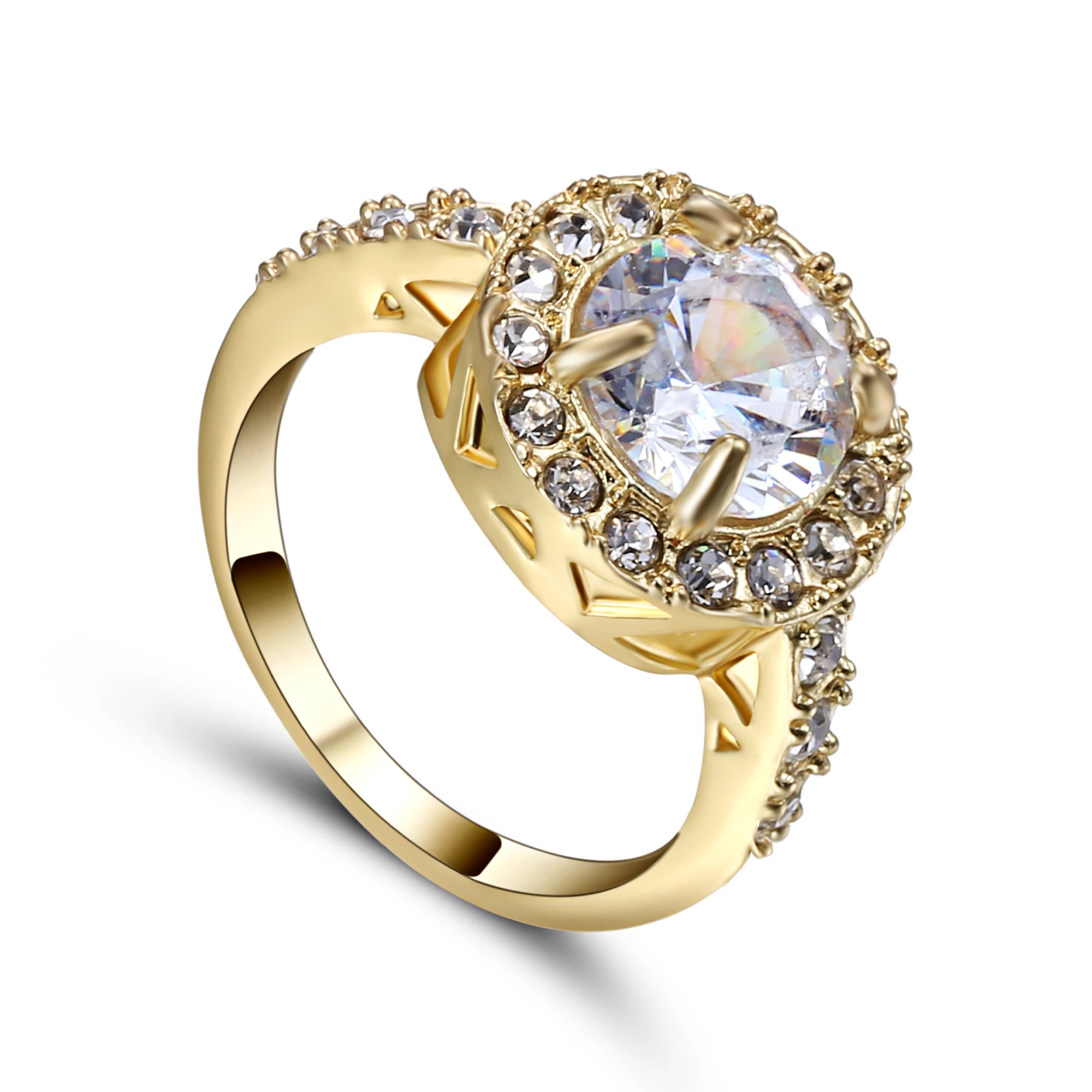 Женское Обручальное кольцо с фианитом позолоченное обручальное Размер 7|wedding