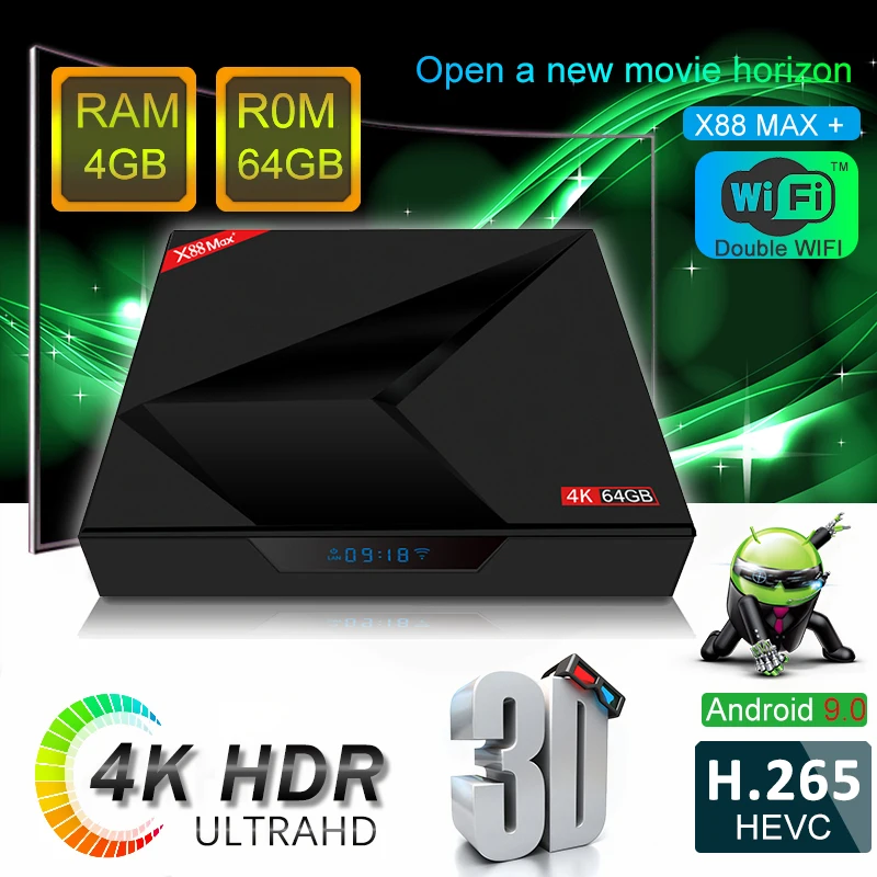 X88 Max plus tv box Android 9,0 4 Гб 64 Гб RK3328 2,4G/5G двойной Wifi BT4.0 type-c USB3.0 4K HD медиаплеер Smart Android tv BOX