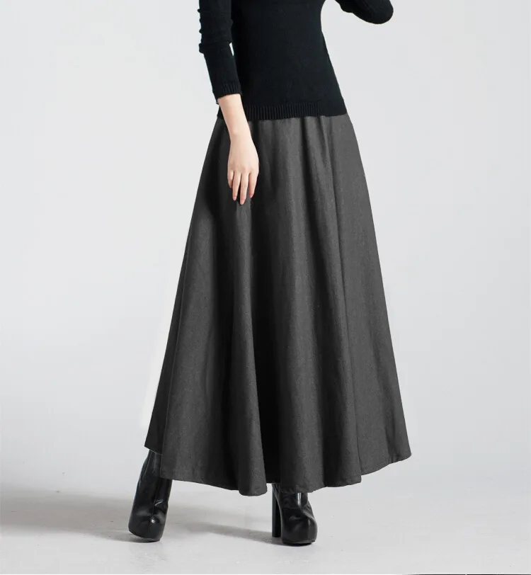 2015 весенне-зимние женские шерстяные юбки тонкие с талией большие размеры толстые