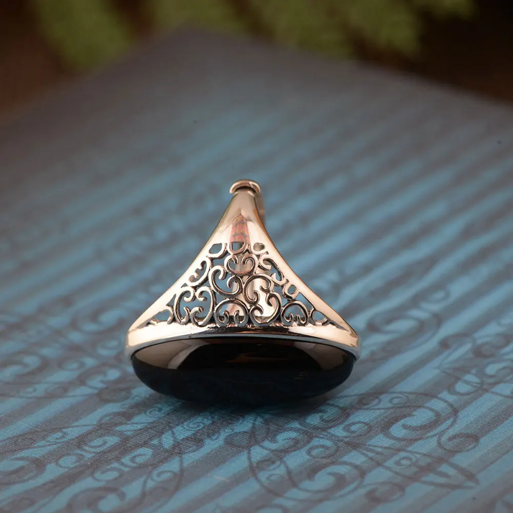 FNJ 925 Серебряное овальное кольцо с черным зеленым камнем,, S925 Стерлинговое тайское серебро, кольца для женщин, ювелирное изделие, регулируемый размер