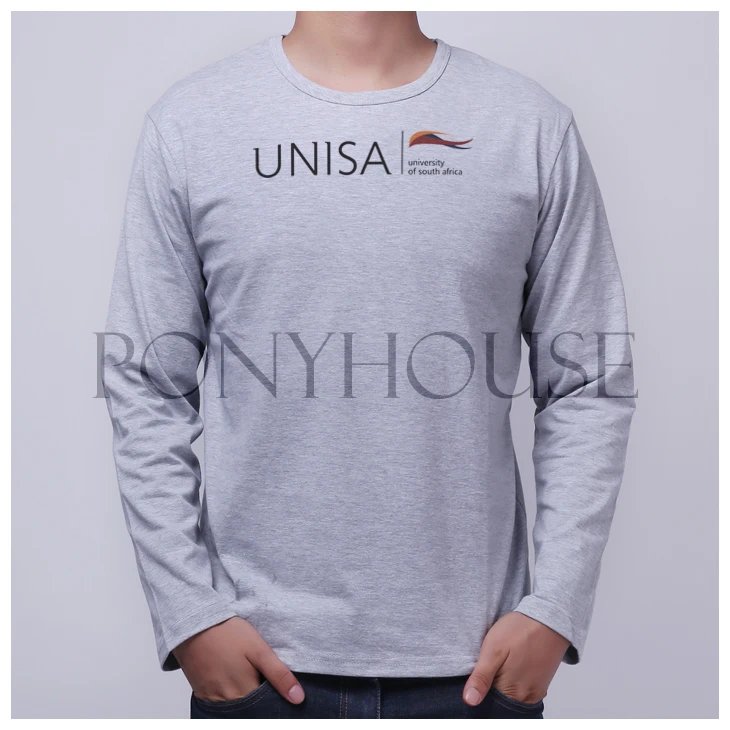 20151 новые футболки много UNISA логотип зимних юношеских мужская рубашка с длинными