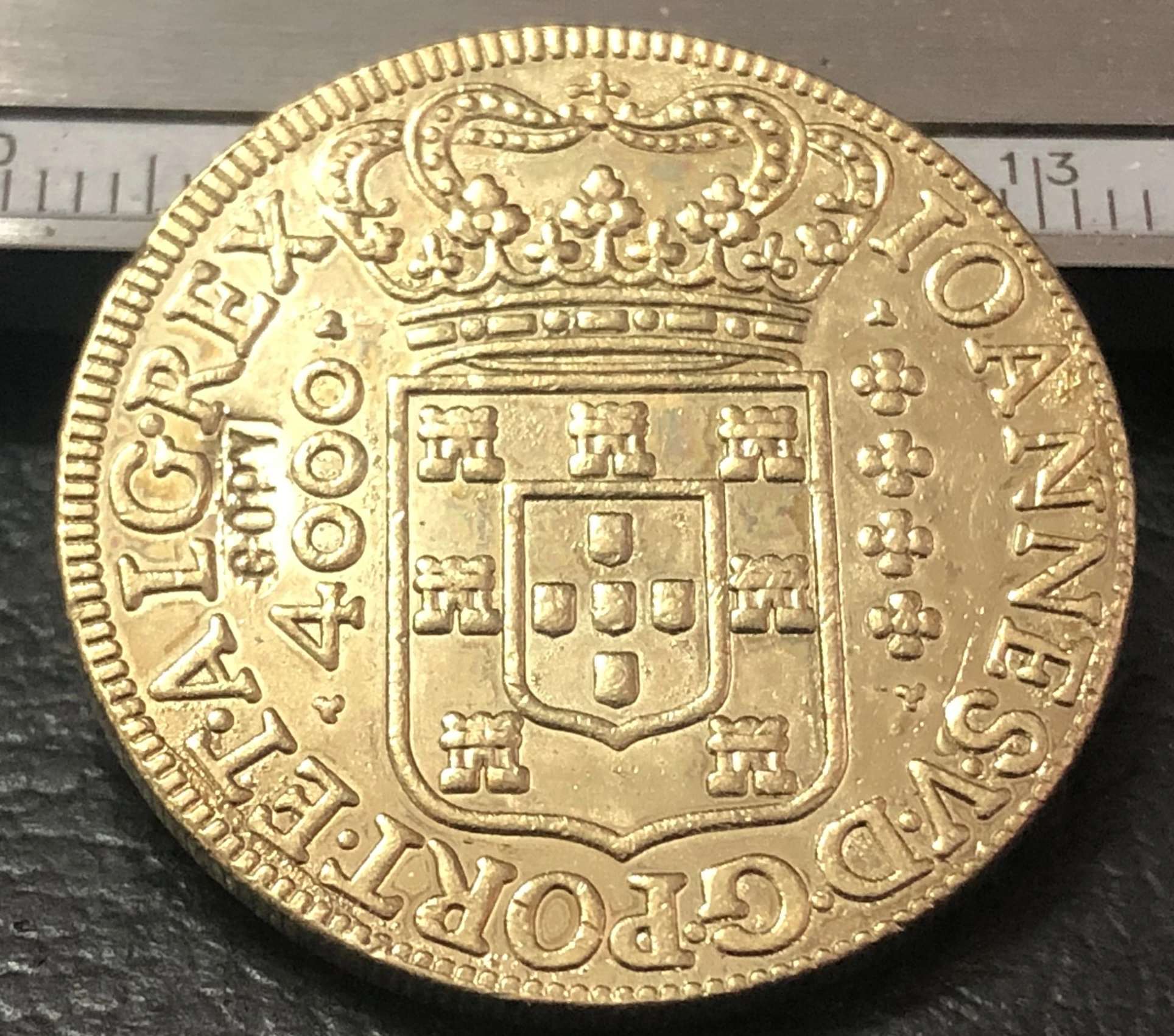 1726 бразильская 4000 Золотая копия монеты Reis Joao V 22K|coin coins|coin goldcoin copy | - Фото №1