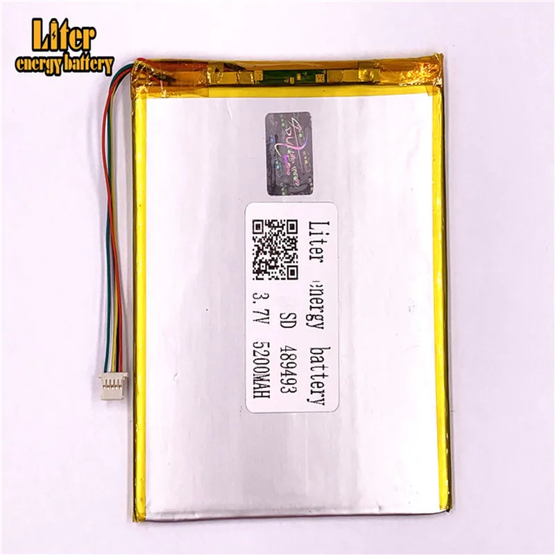 

plug 1.0-5P 3.7v 489493 459595 5200mah Polymer Lithium Li-Po Rechargeable Battery For MP5 GPS DVD E-book Tablet PC video gamey