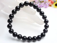 8mm genuine natural black tourmaline round beads stretch bracelet aaa