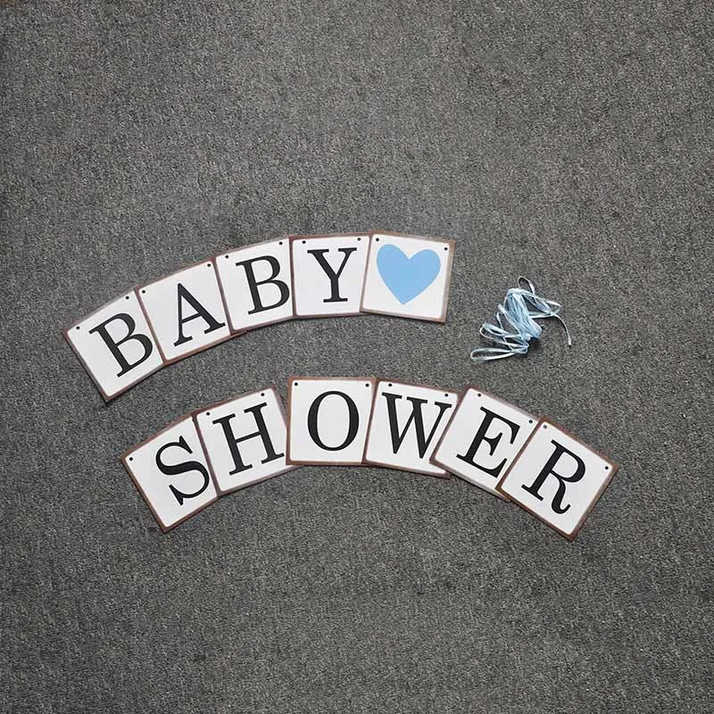 baby shower blue 1 комплект его мальчик девочка баннер для вечеринки ребенок украшение душевой кабины гирлянда Genderl раскрыть 1-й День рождения товары для дома - Цвет: baby shower blue
