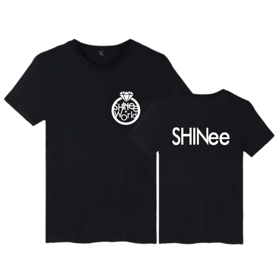 Летняя футболка с коротким рукавом Kpop shinee Модная хлопковая для молодых девушек