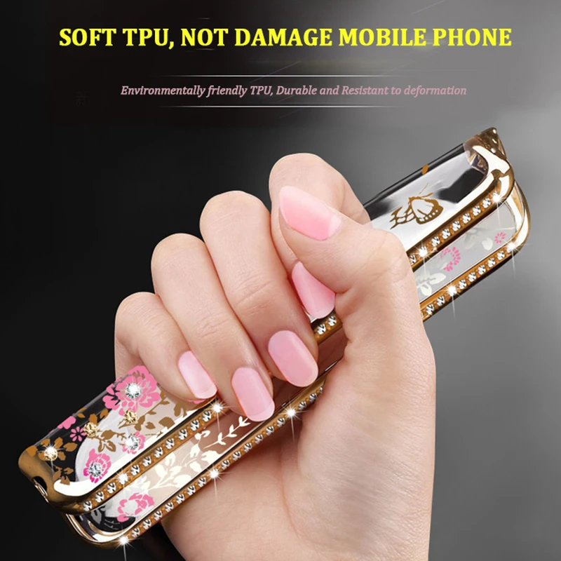 Роскошный чехол подставка из ТПУ с цветочным рисунком для Samsung A6 A8 S8 S9 S10 Plus S10e Note 9 8