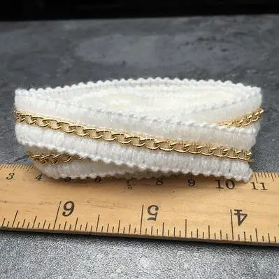 L6 white 16mm 5yds золотая цепочка с серебряными бусинами кружевная лента винтажная Ткань кружево с блестками свадебное платье Dentelle Аппликация Швейные принадлежности - Цвет: L6 white 16mm