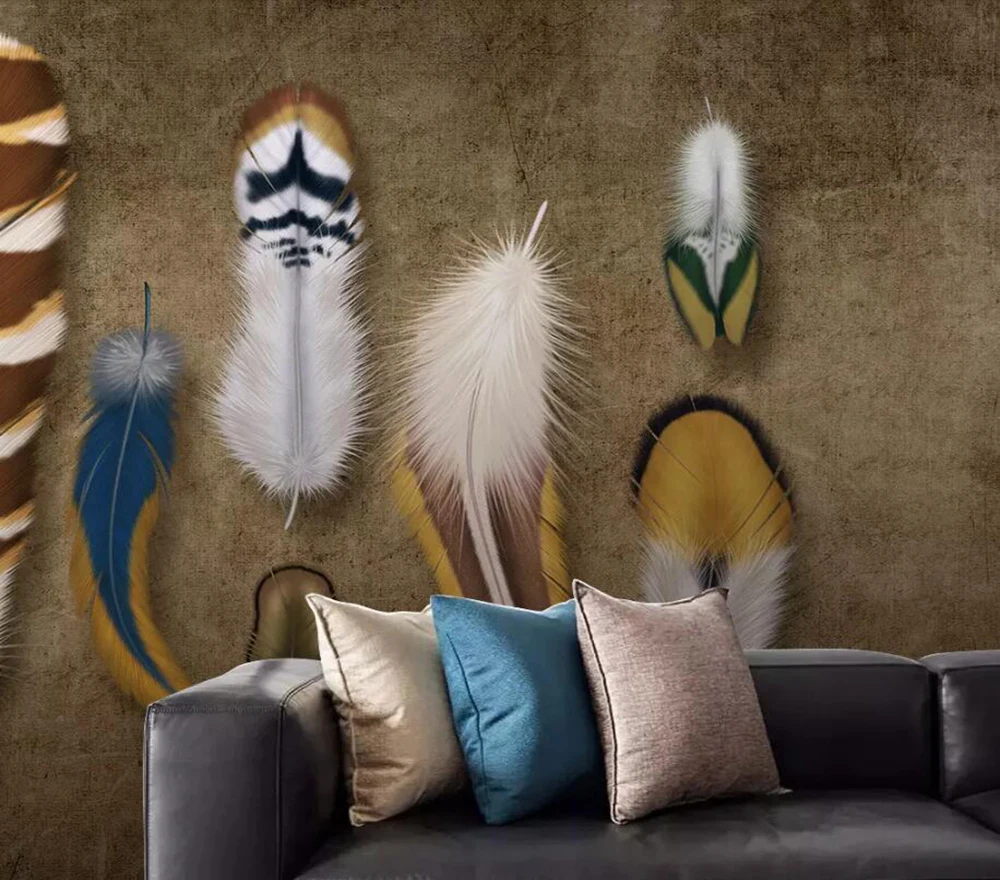 Ретро Американская Мода Цвет Перо текстура искусство ТВ Фон Стена|Обои| |