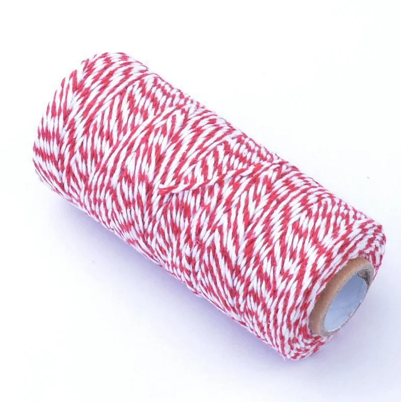 1 100 м/рулон DIY Красочные 2ply Пекари Шпагат Веревка хлопок шнуры веревка для Рождественский подарок ручной работы упаковка ремесленных проектов домашний декор - Цвет: 1